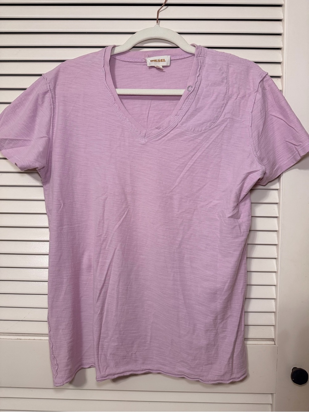Diesel Lilac V-Neck Casual Short Sleeve Tee - Size M